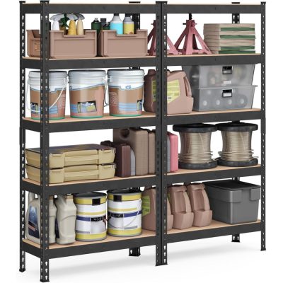 SONGMICS 5 szintes polcrendszer készlet 2 db-os, 30×75×150 cm, fekete