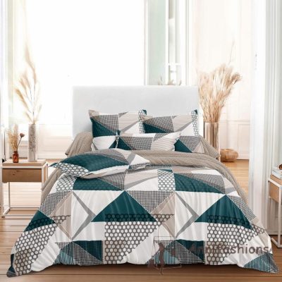 Modern geometrikus mintás ágyneműszett zöld-szürke árnyalatokban