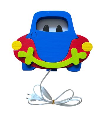 Autó falilámpa, gyereklámpa fából