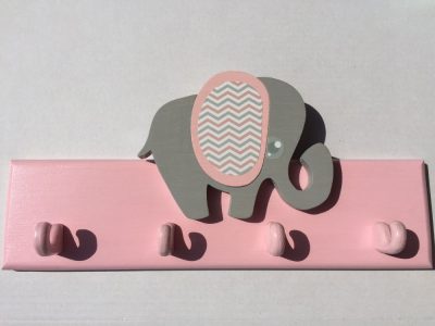 Elefánt 4 akasztós fogas, rózsa