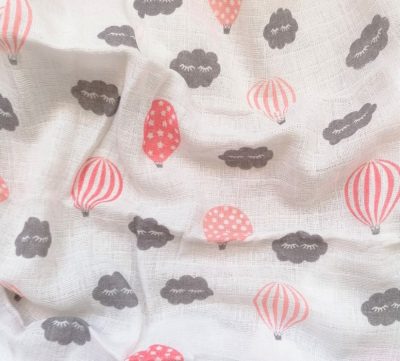 Hagyományos Tetra pelenka, mintás - RÓZSA SZÜRKE HŐLÉGBALLON