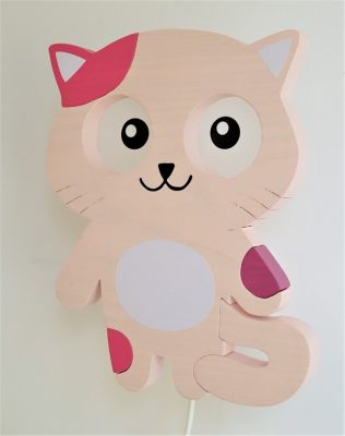 Cicás fali lámpa, FOLTOS , rózsa - gyereklámpa fából