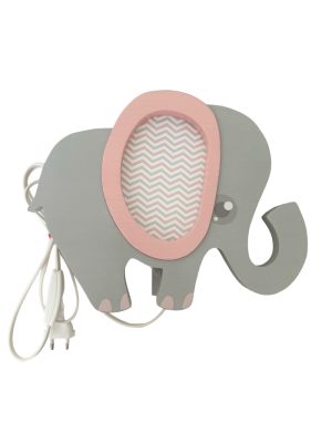 Elefánt lámpa, szürke, rózsaszín füllel