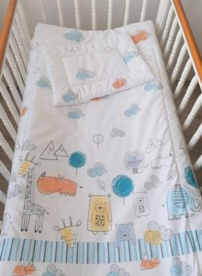 2 részes babaágynemű szett - Állat ovi, kék