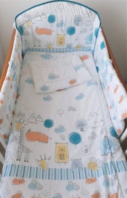 3 részes babaágynemű szett - Állat ovi kék