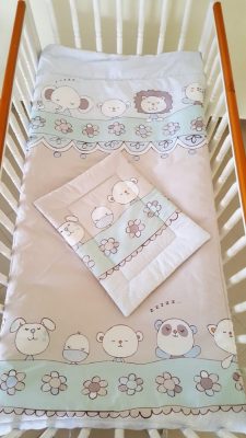 2 részes babaágynemű szett - Virágálom, kék