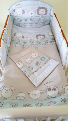 3 részes babaágynemű szett - Virágálom, kék