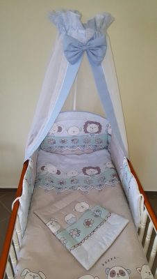 4 részes babaágynemű szett - Virágálom, kék