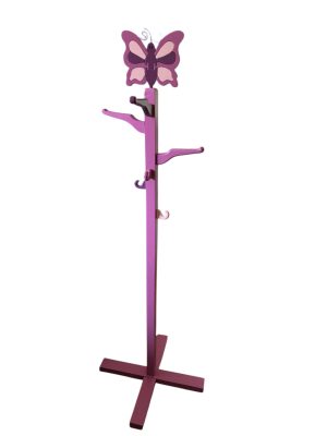 Lila gyermek szobainas fából, pillangó dísszel 