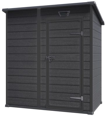 Keter ESSENTIAL 6×4 kerti tároló ház – műanyag kerti fészer, sötétszürke/fekete