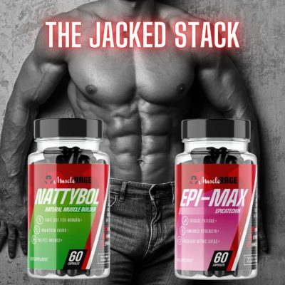 THE JACKED STACK - Extrém Izomépítő Csomag - Nattybol Laxogenin + Epi-Max Epicatechin - Fokozott Izomépítés - 120 Kapszula - Muscle Rage