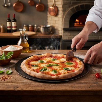 Kékvas perem nélküli pizzaforma, 24 cm, de Buyer