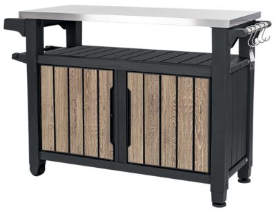 Keter UNITY XL műanyag kerti grill asztal – 207 L, kőrisfa 