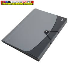 Deli 5558 Irattartó gumis mappa 12 részes műanyag szürke-sötét szürke (harmónika)