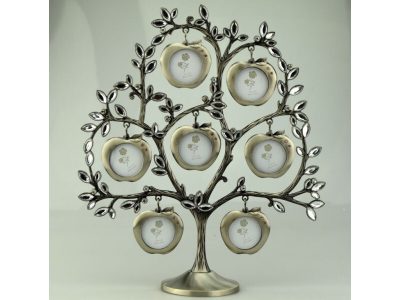 Családfa képkeret ezüst 7 képpel almafa