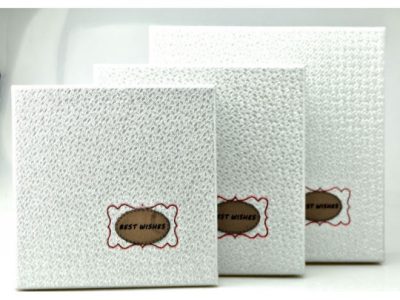 Díszdoboz szett 3 db-os ezüst metál, négyzet alakú