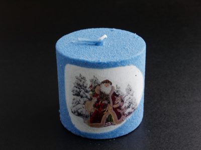 Kék télapós karácsonyi gyertya