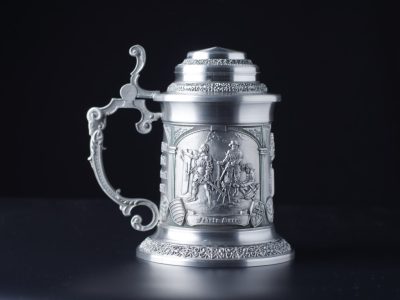 Mátyás király ón fedeles sörös korsó