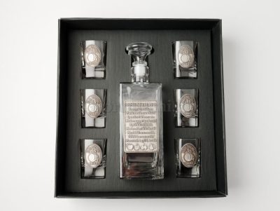 Pálinkás készlet 6 pohár kiöntővel díszdobozban - Barack