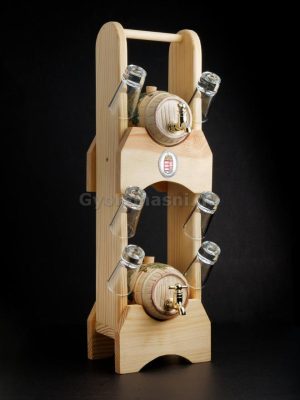 Pálinkás torony 2 kerámia hordóval 6 pohárral natúr