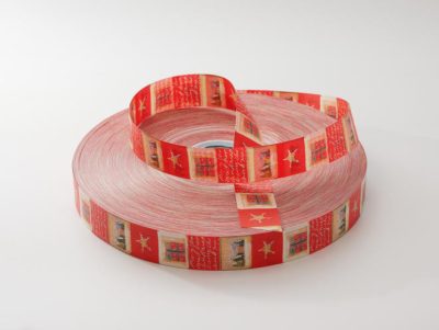 Piros karácsony szalag 31 mm széles