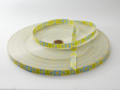 Sárga-kék virágos szalag 19 mm széles