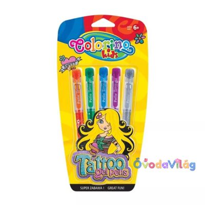 Colorino Tattoo csillámos zselés toll - 5 színű