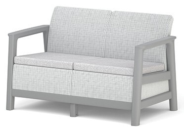 Keter SCANDI LINEA 2 SEATER SOFA – Ash Grey / Storm Grey