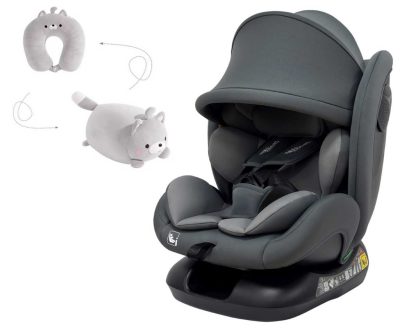 Mama Kiddies Nova Luxe iSize autósülés biztonsági övvel beköthető - sötétszürke színben (40-150 cm) + AJÁNDÉK NYAKPÁRNA