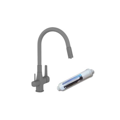 Invena Glamour konyhai csaptelep flexi kifolyócsővel, pult alá szerelhető IVÓVÍZ SZŰRŐVEL, szürke