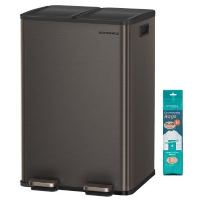 SONGMICS szelektív konyhai szemetes, 2 x 30 L, lágy záródás, palaszürke