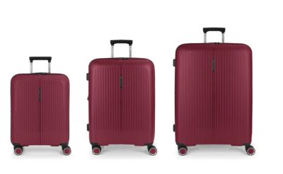 Brooklyn bordó bővíthető bőrönd szett