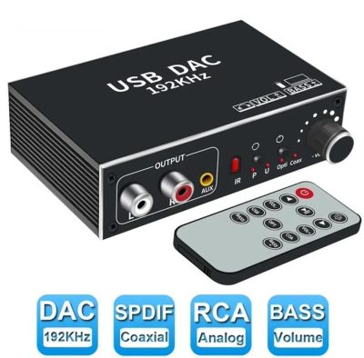 DAC digitális digitál analóg audio konverter optikai koaxiális szál SPDIF-RCA 3,5 mm-es jack hangadapter usb hangkártya