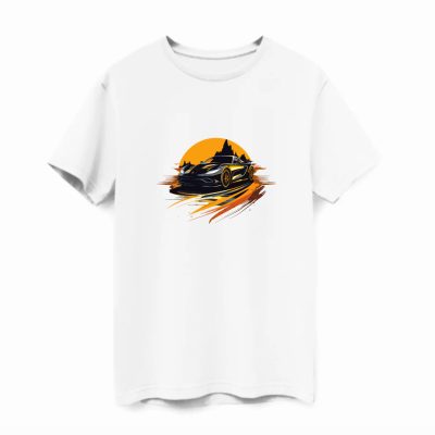 Car in sunset póló fehér