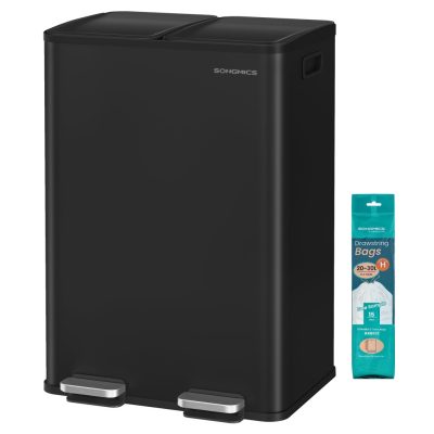 SONGMICS 60L Konyhai szemetes (2x30L), lágy záródás, fekete