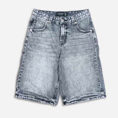 Stradivarius szürke acid wash farmer bermuda rövidnadrág – 34