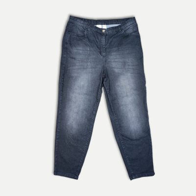 Sötét mosott női farmer – EUR 46 / W48 jellegű, rugalmas denim