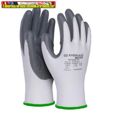 Szerelőkesztyű, nitril, DONAU Safety 01,11/XXL méret, szürke