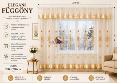 Elegáns hímzett függöny 280 x 220 cm