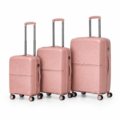 Orient rózsaszín bővíthető bőrönd szett