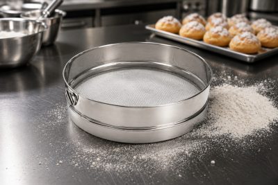 Rozsdamentes lisztszita 21 cm de Buyer – 0,8 mm finom szövésű szita